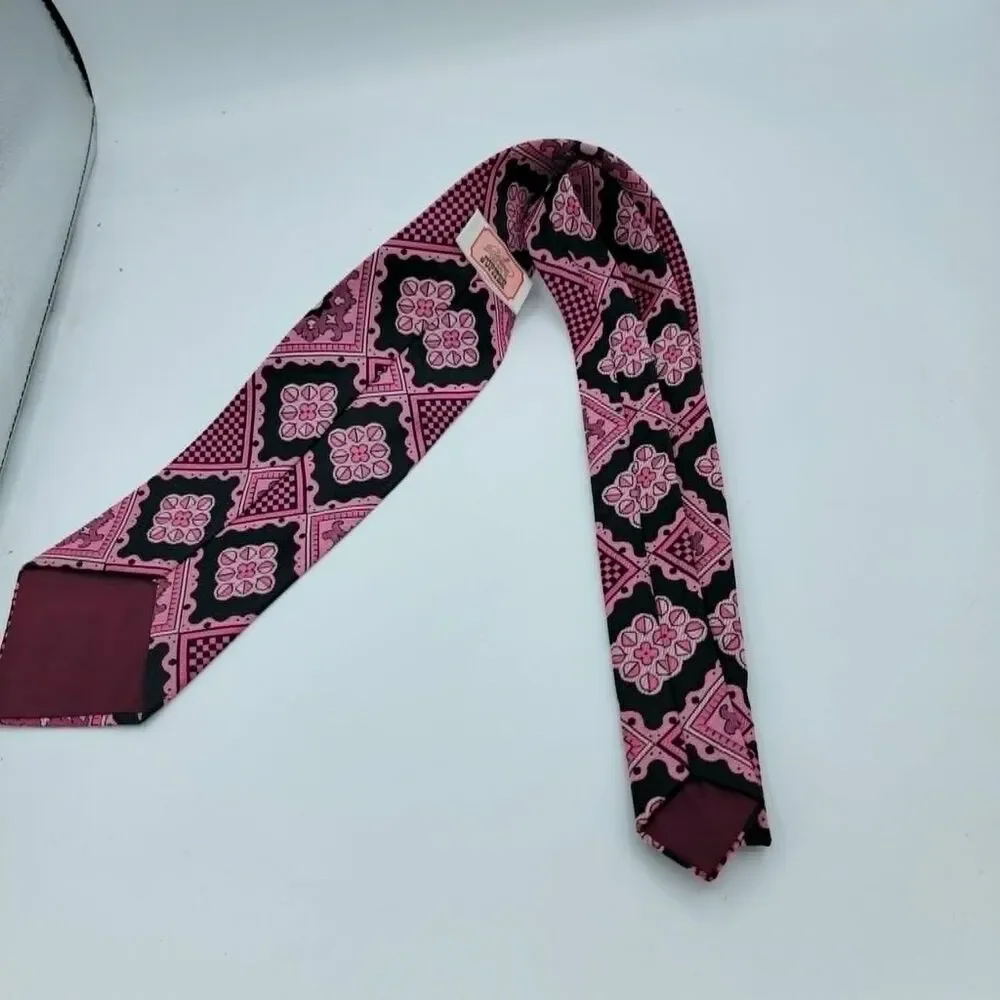 Excellence Original Jupiter Men's Necktie, silk, pink, Black size 54.5 x 4